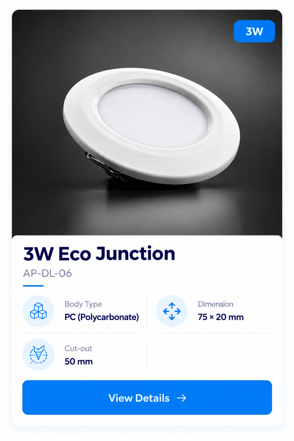 3W Eco Junction Downlight Card