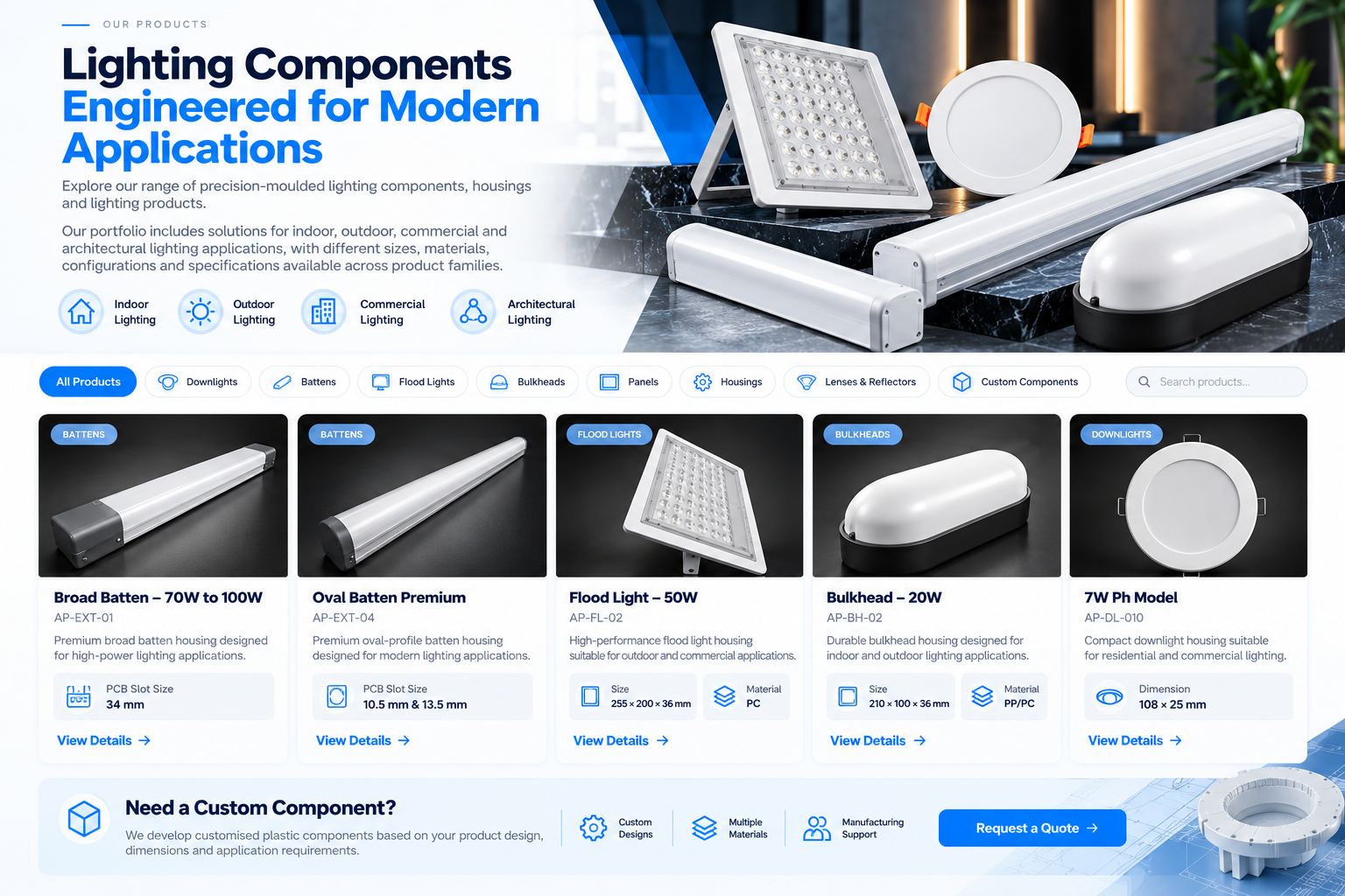 Modern Lighting Components Product Catalog